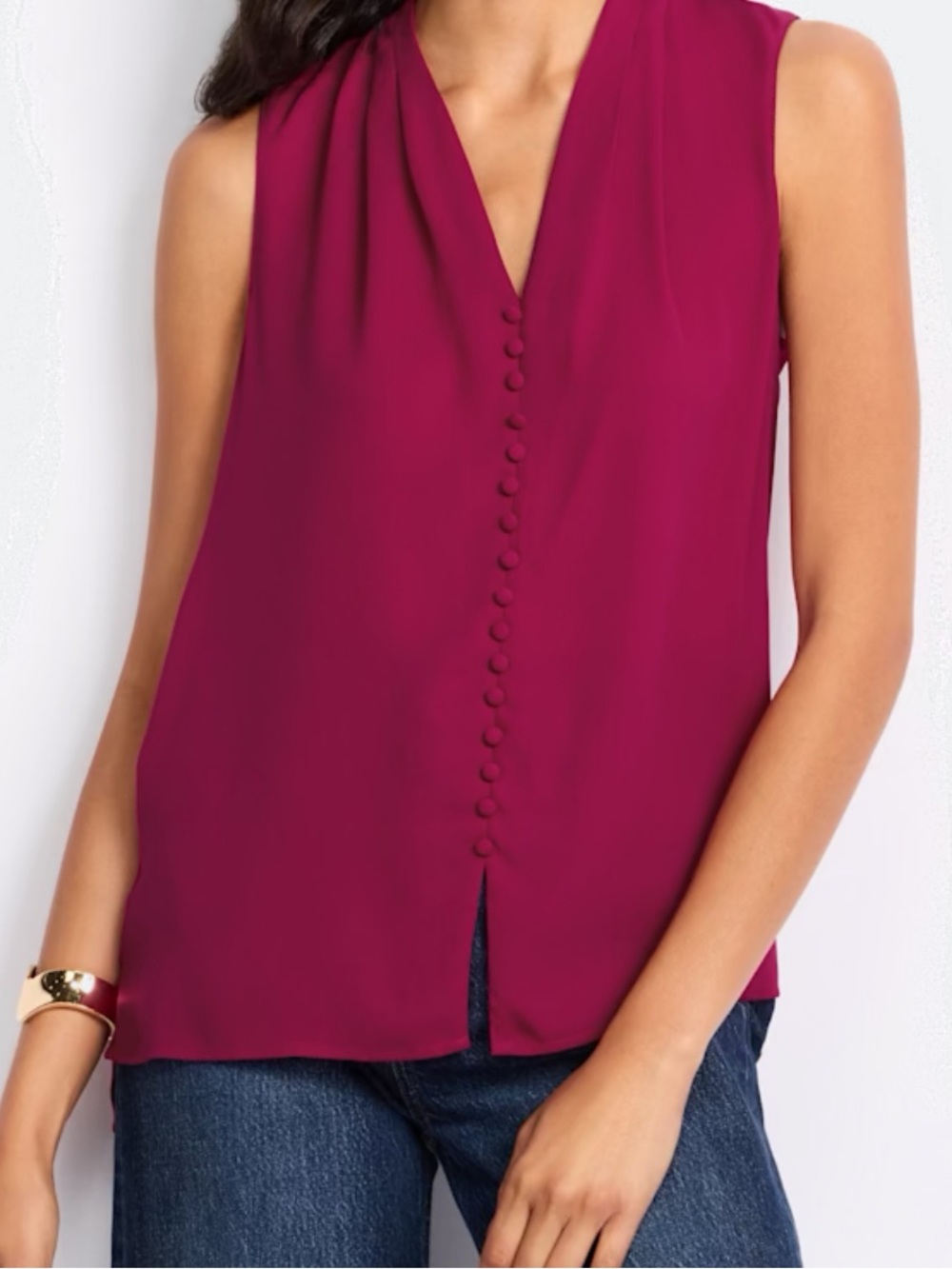 Daniel Rainn Sleeveless Button-Front Shell Top - Fuchsia Size M